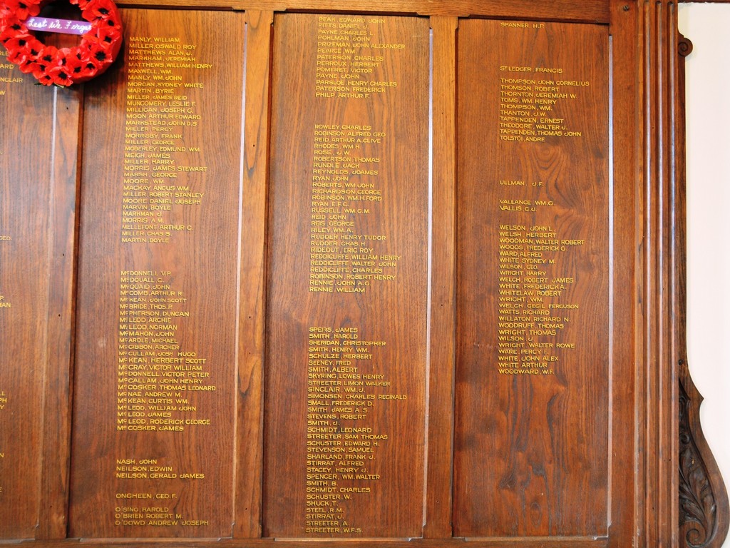 Columns four to six of the Memorial Roll