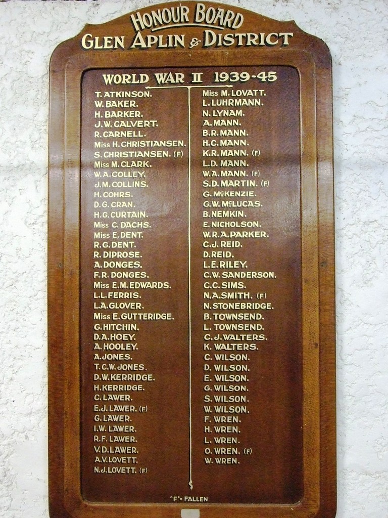 Glen Aplin 1939–1945 Honour Board - 2009