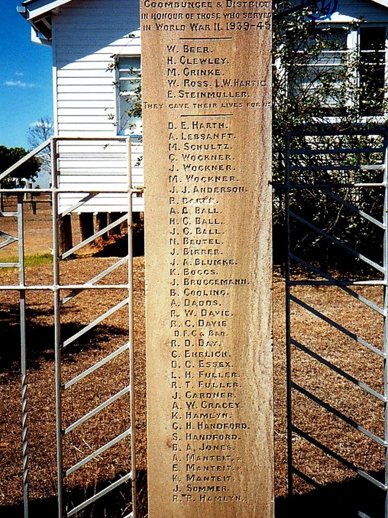 Goombungee Memorial Gates - Honour Roll