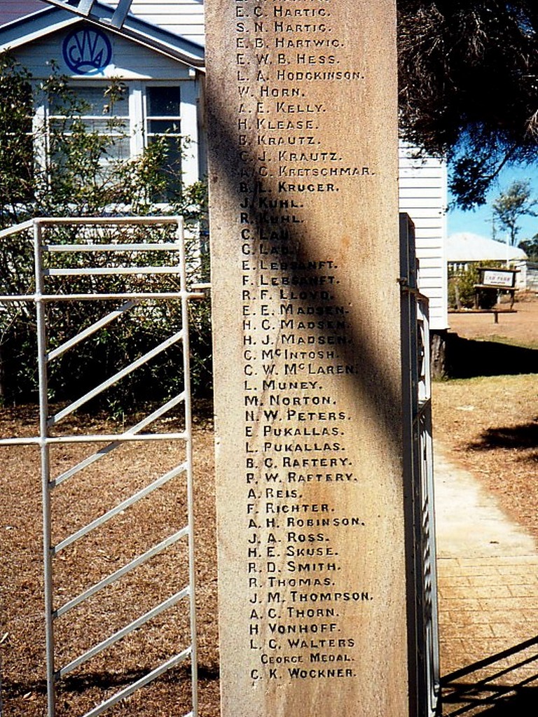 Goombungee Memorial Gates - Honour Roll