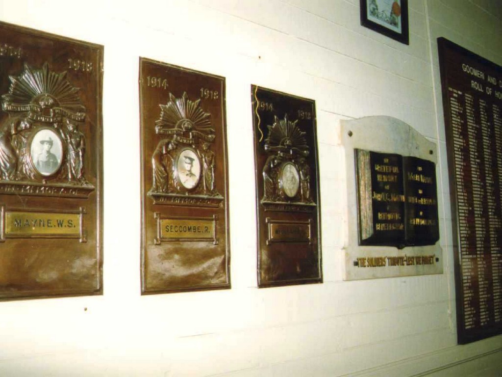 Goomeri Hall of Memory - 1999 - Individual Honour Roll plaques