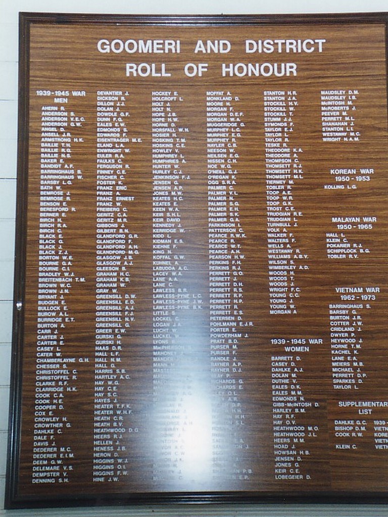 Goomeri and District Roll of Honour