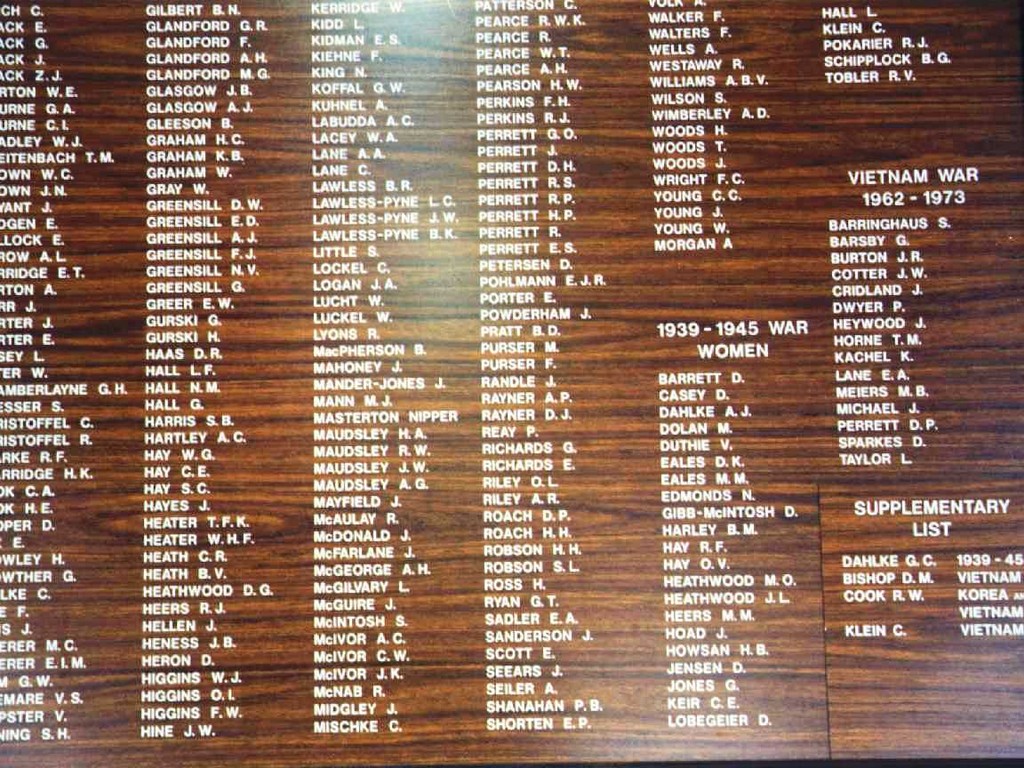 Goomeri and District Roll of Honour - lower portion