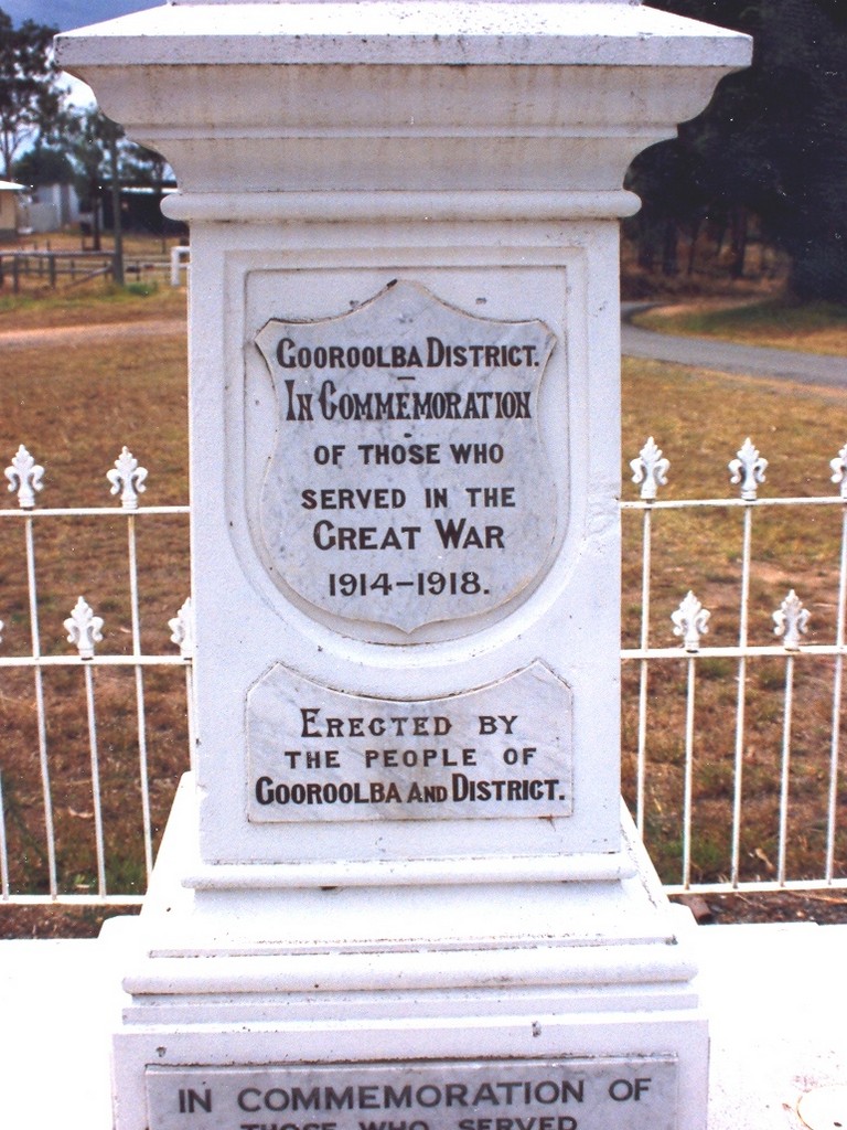 Gooroolba War Memorial - Front plaques