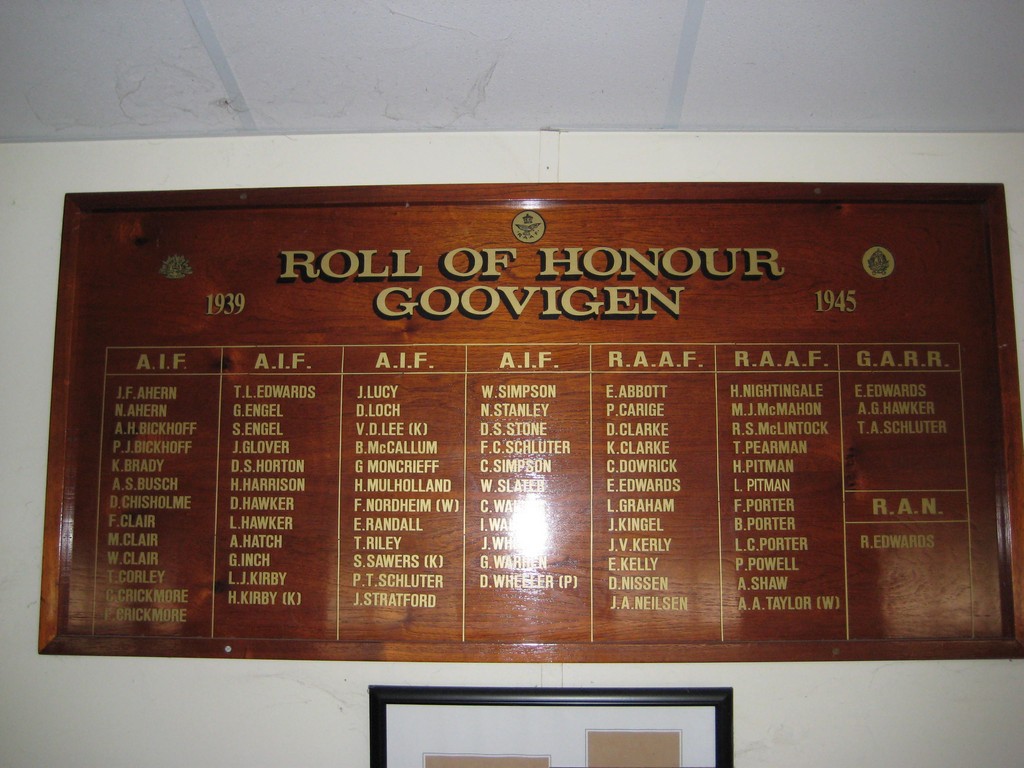Goovigen & District Honour Board