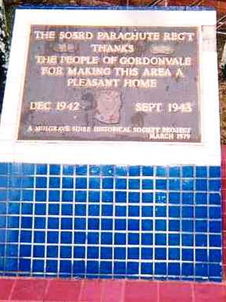 Gordonvale 503rd Parachute Regiment Memorial