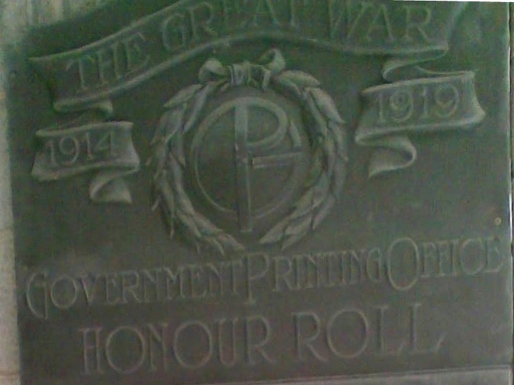 Government Printing Office Honour Roll 1914-1919