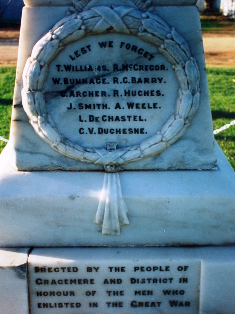 Gracemere War Memorial - Front panel