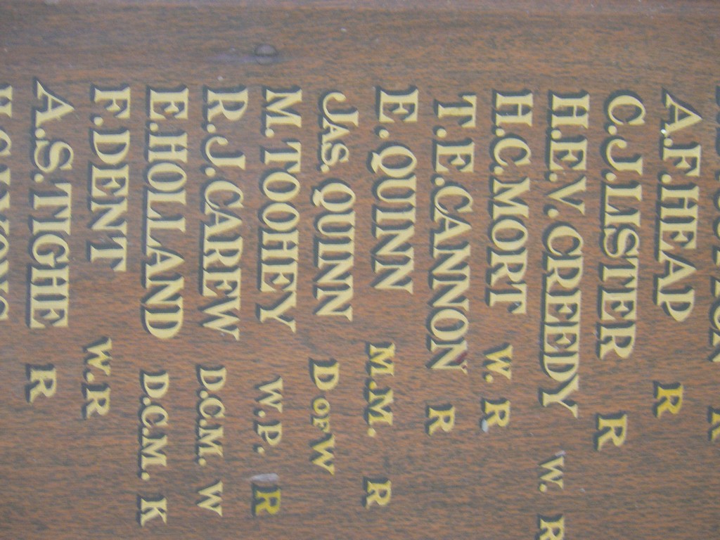 Names on the Honour Board