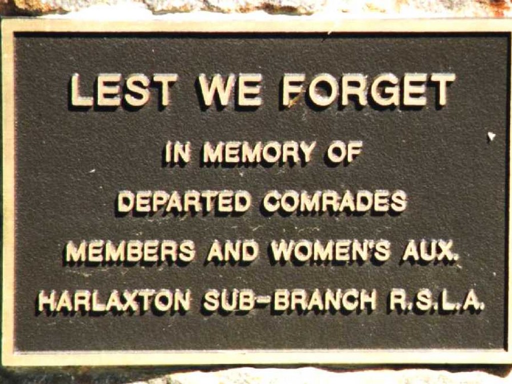 Harlaxton War Memorial - Plaque