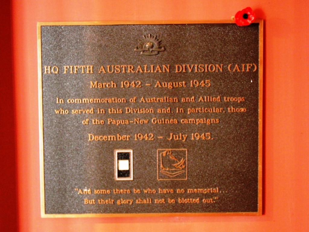 5th Australian Division HQ (AIF) 1942-1945 Plaque
