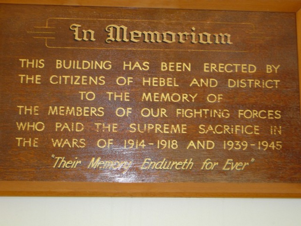Hebel and District Memorial Church Plaque