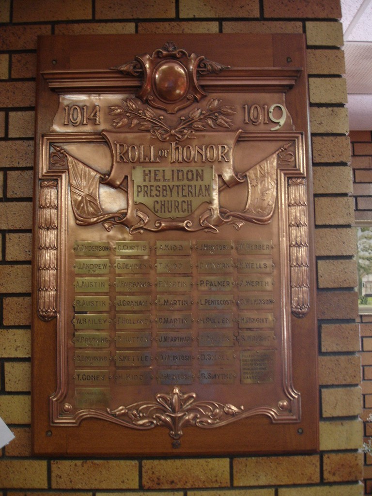 Helidon Presbyterian Church Roll of Honour