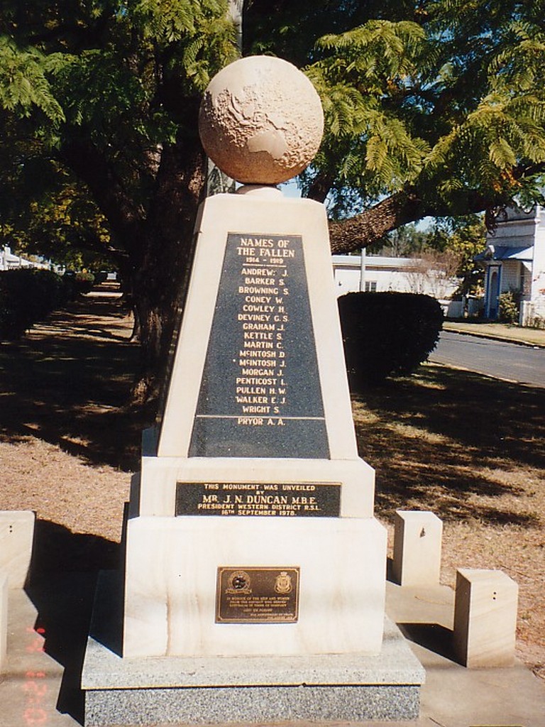 Helidon War Memorial Cairn and Globe