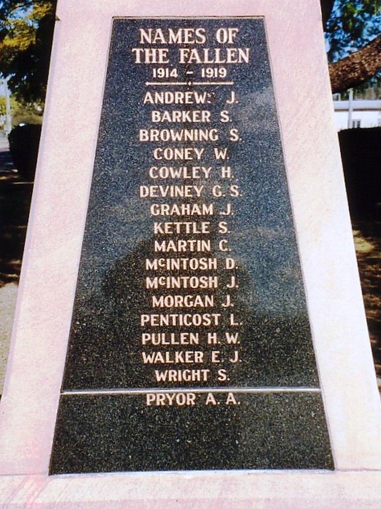 Helidon War Memorial - Panel 1