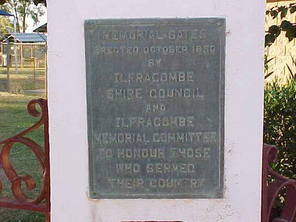 Infracombe Memorial Gates Plaque