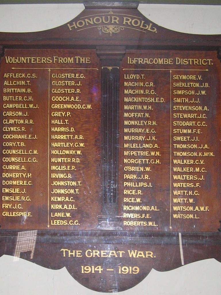 Photo of Ilfracombe WWI Honour Roll 1914-1919