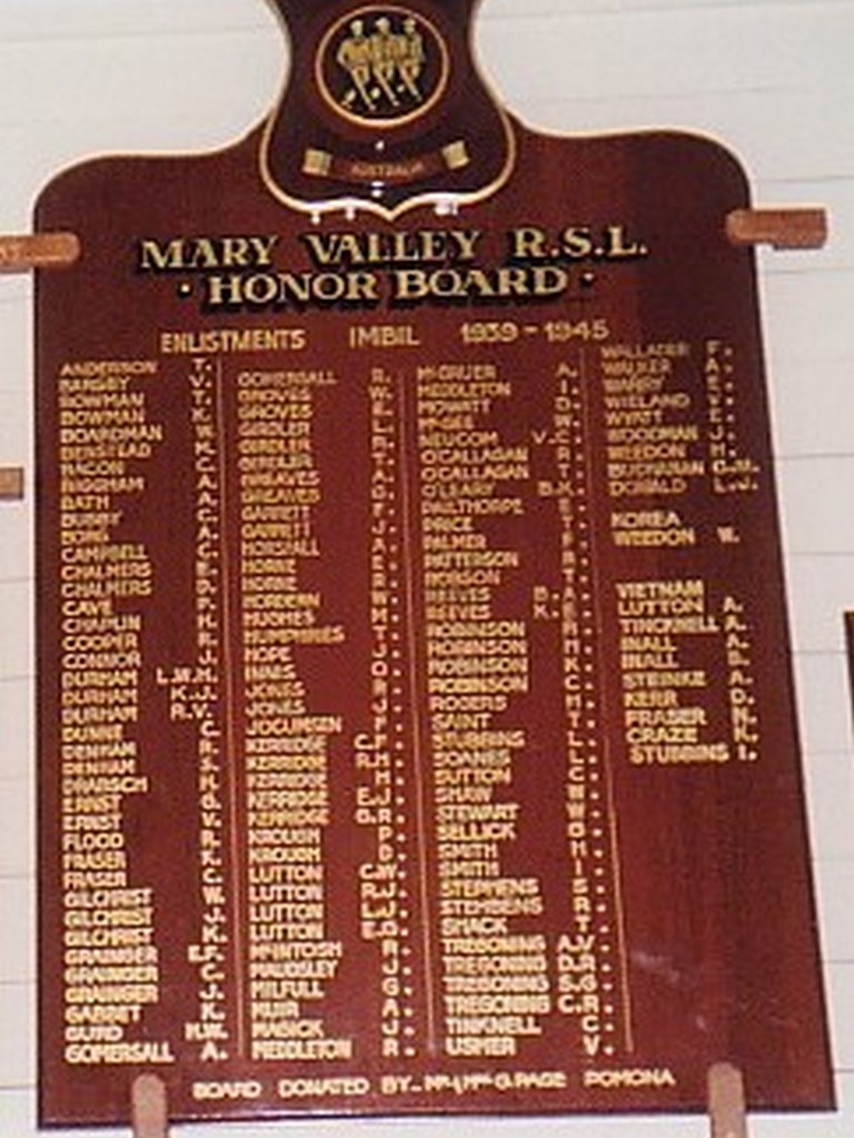 Imbil Mary Valley RSL Honour Board