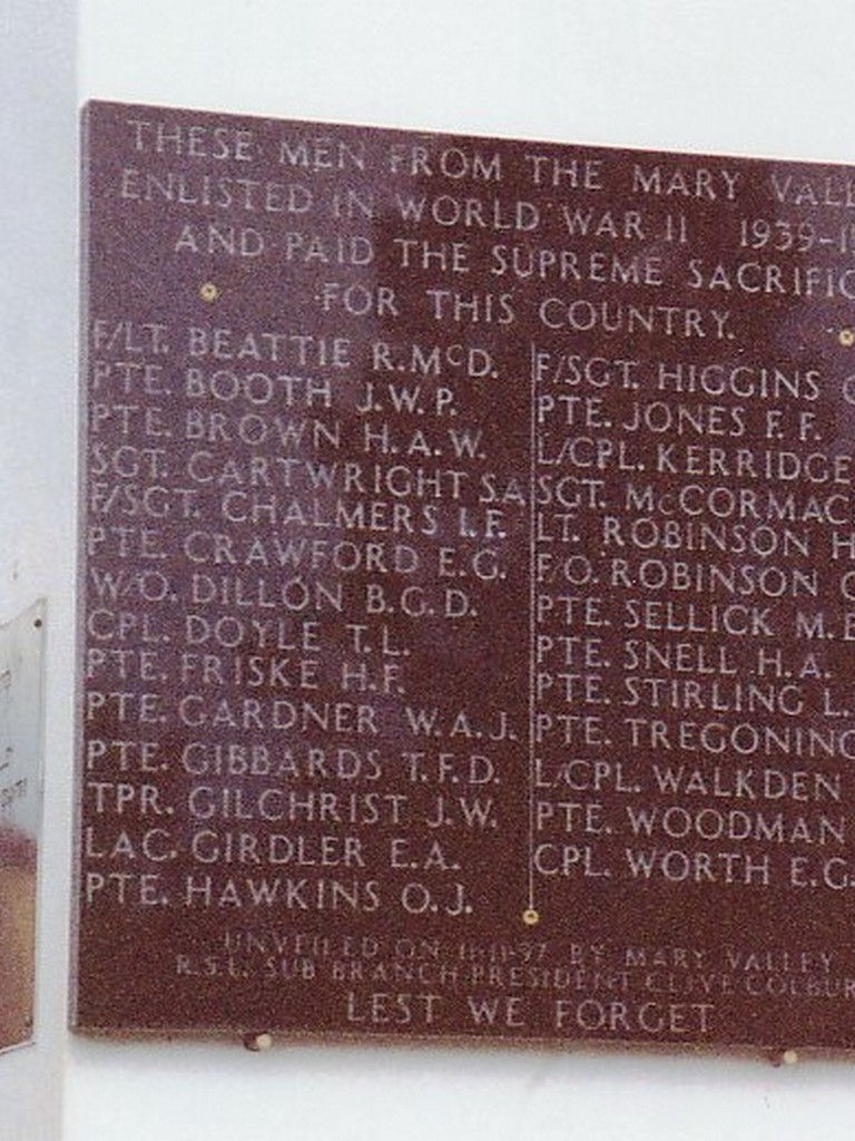 Imbil War Memorial - WW2 Plaque