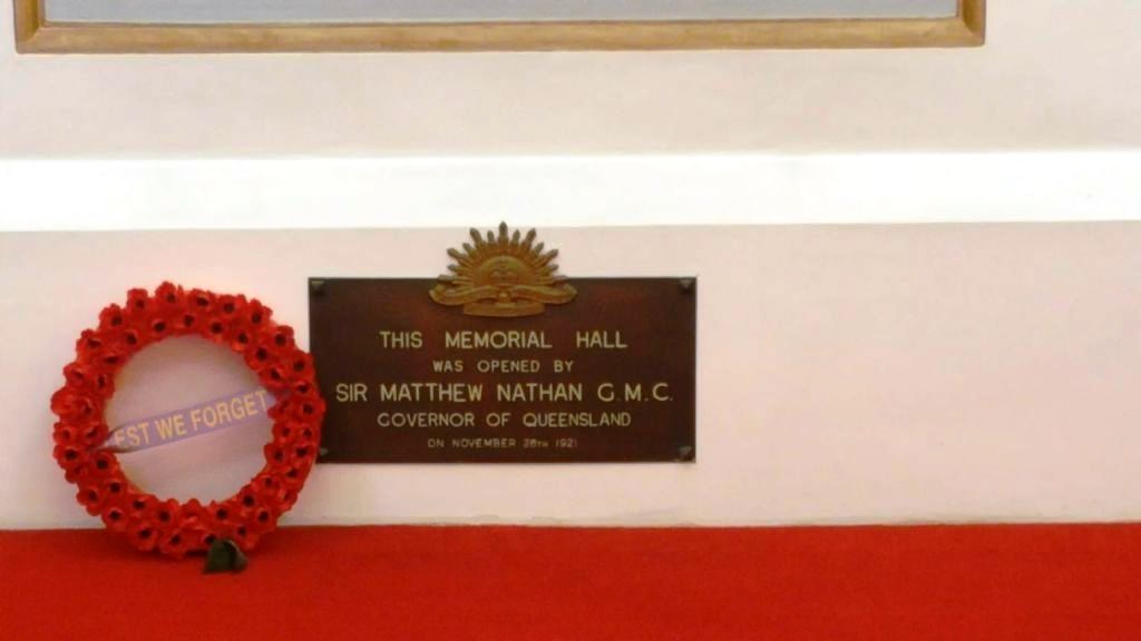 Dedication plaque at base of Roll of Honour, 2016