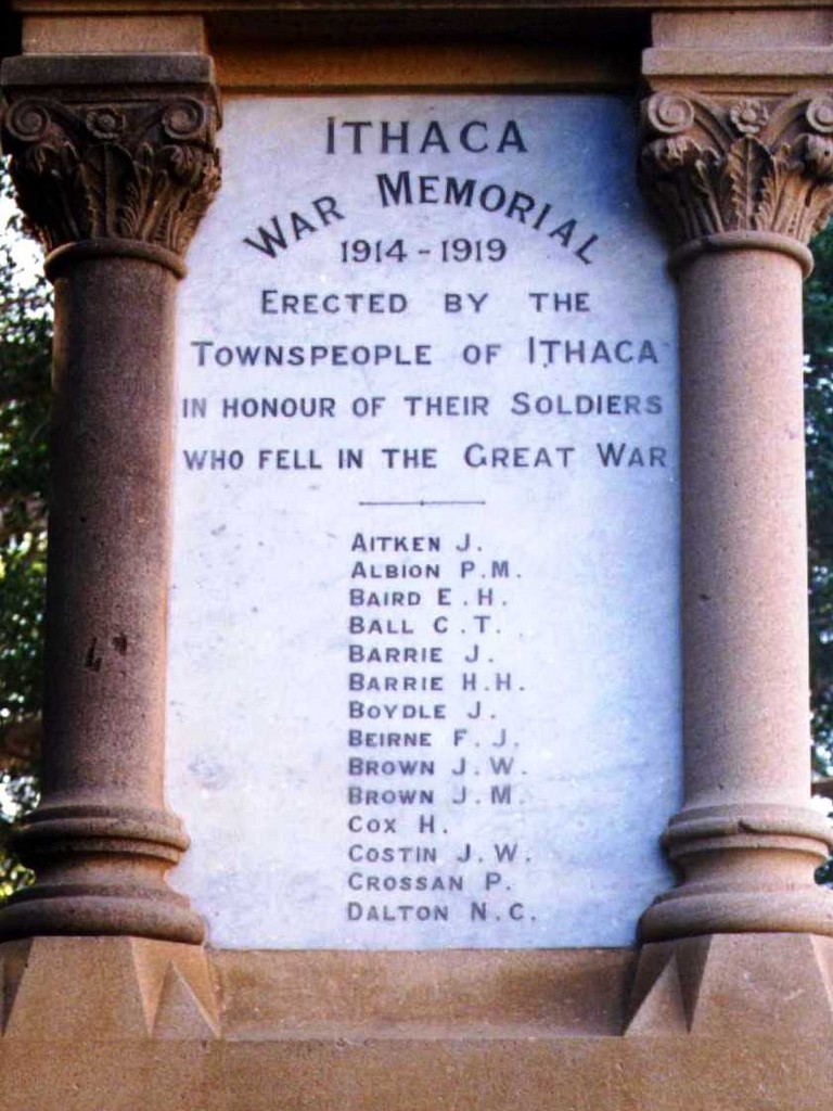 Ithaca War Memorial - Roll of Honour