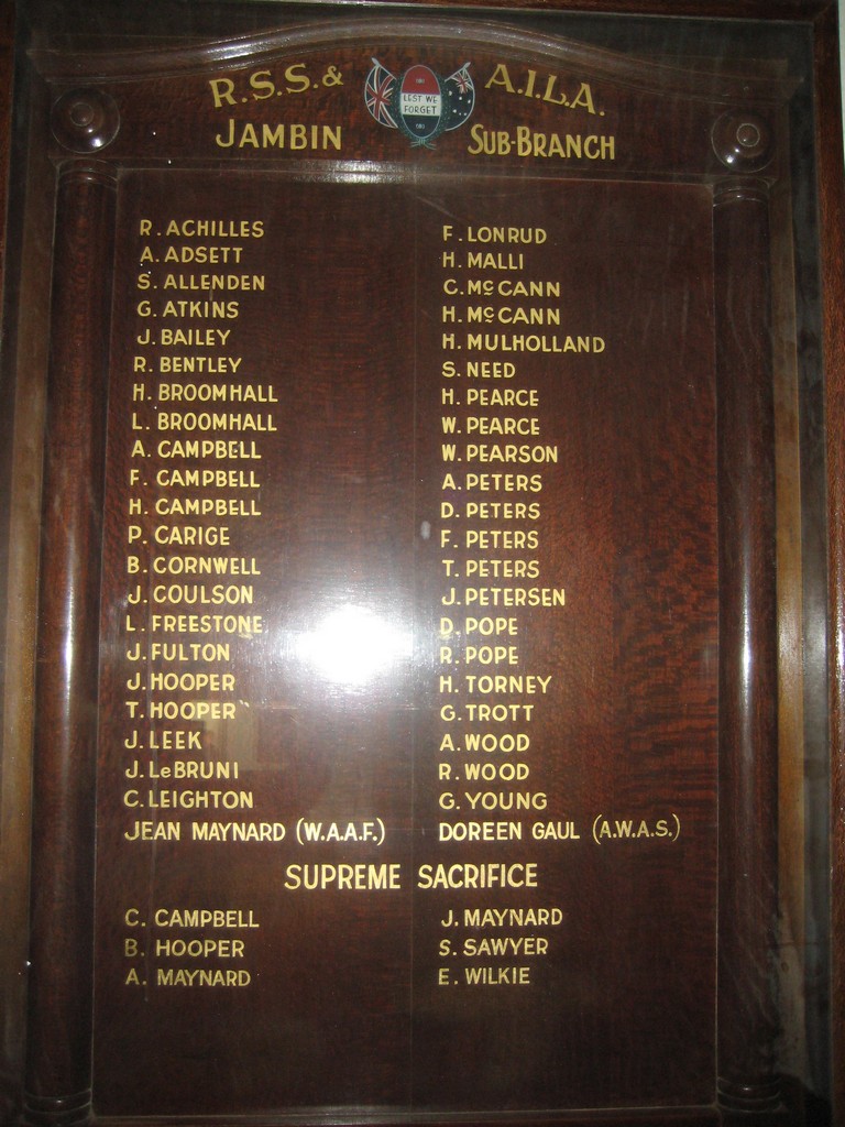 Jambin & District Honour Board