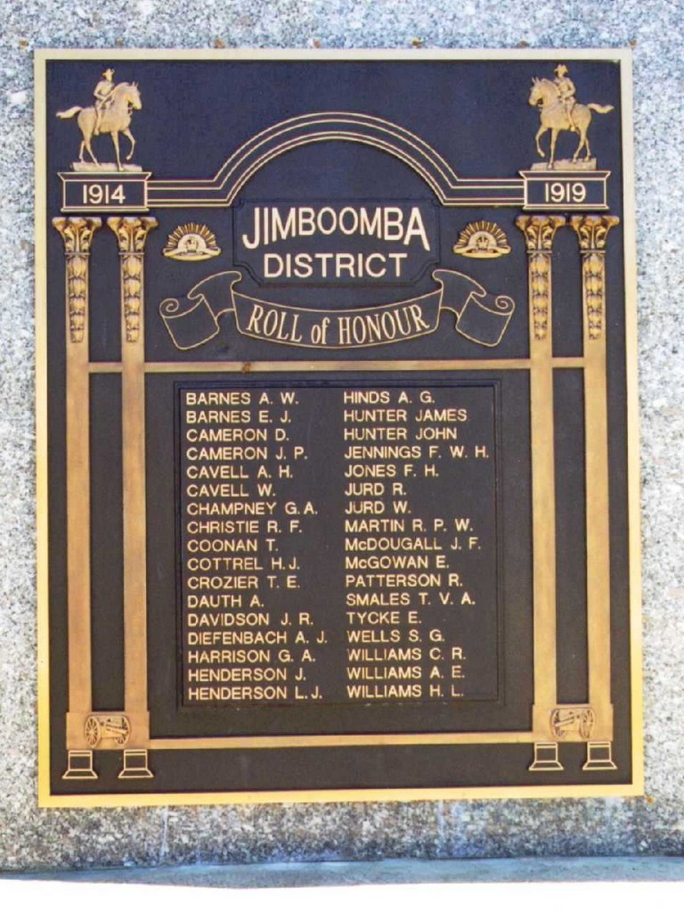 Jimboomba World War I Memorial - Roll of Honour plaque