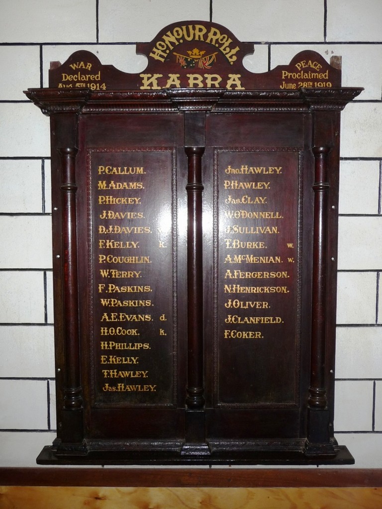 Kabra 1914-1919 Honour Board