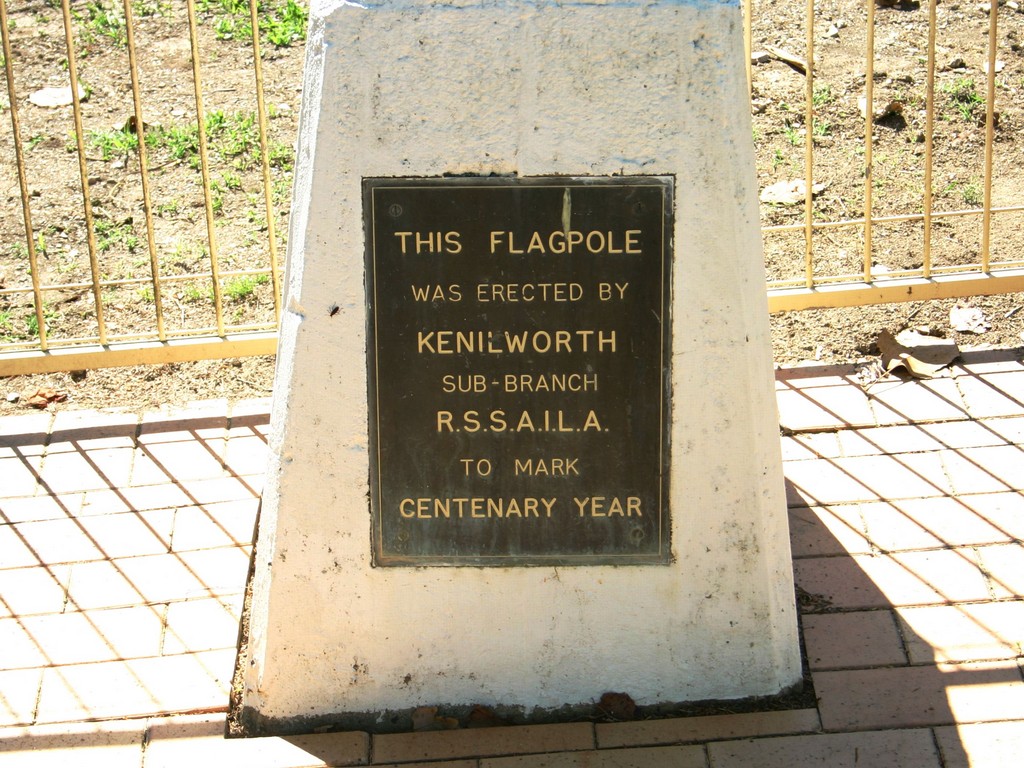 Kenilworth War Memorial - flag pole plaque