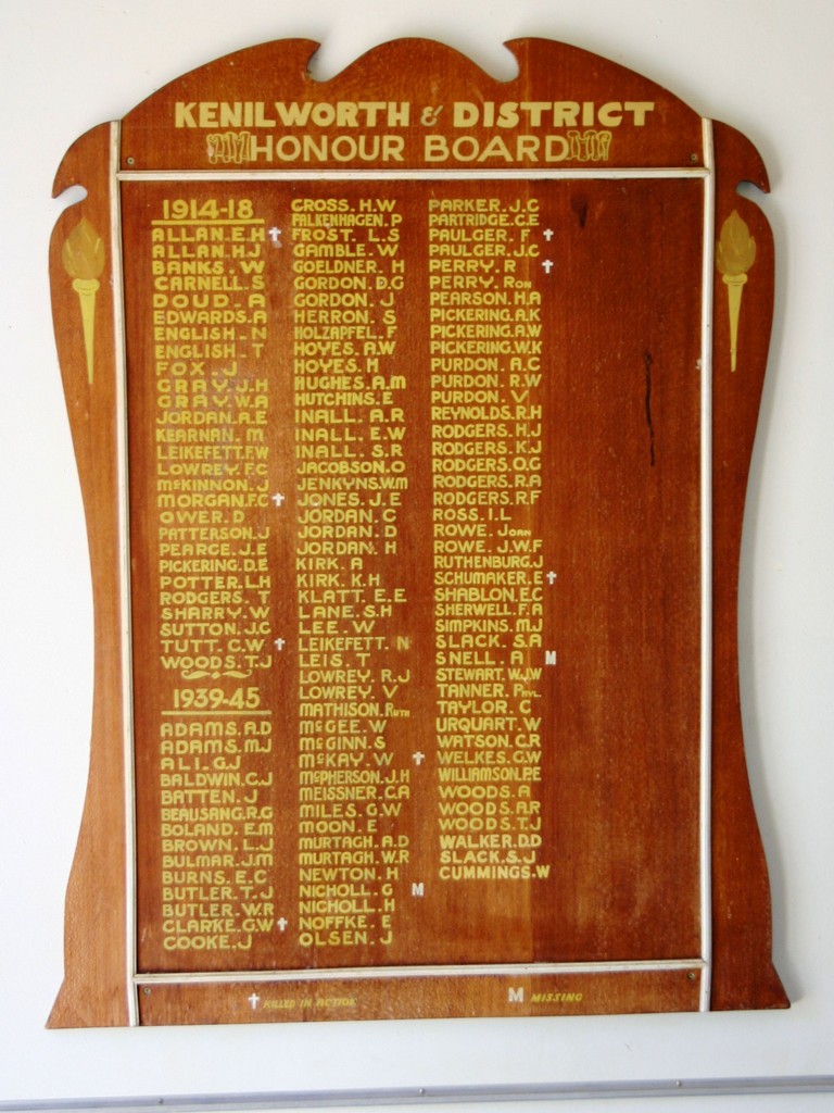 Kenilworth and District Honour Board