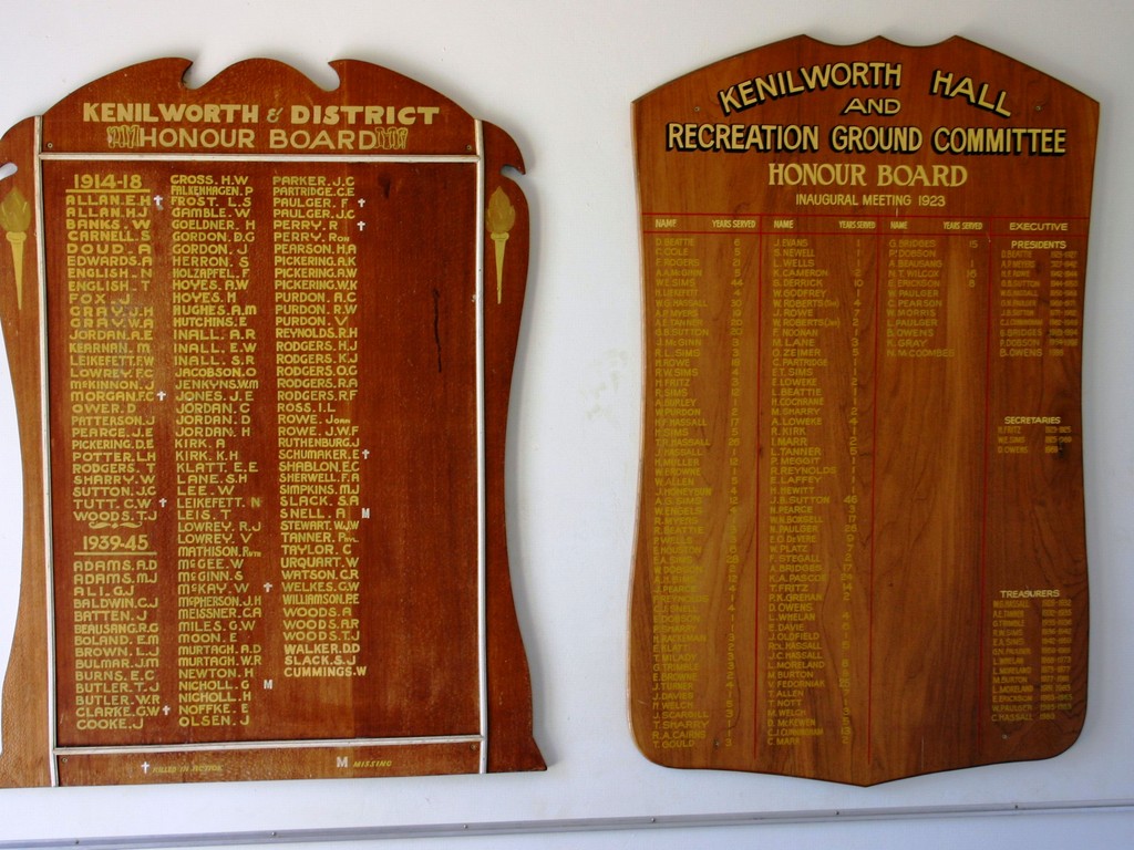 Kenilworth and District Honour Board