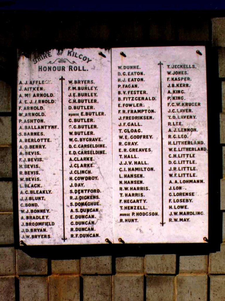 Kilcoy War Memorial - Roll of Honour
