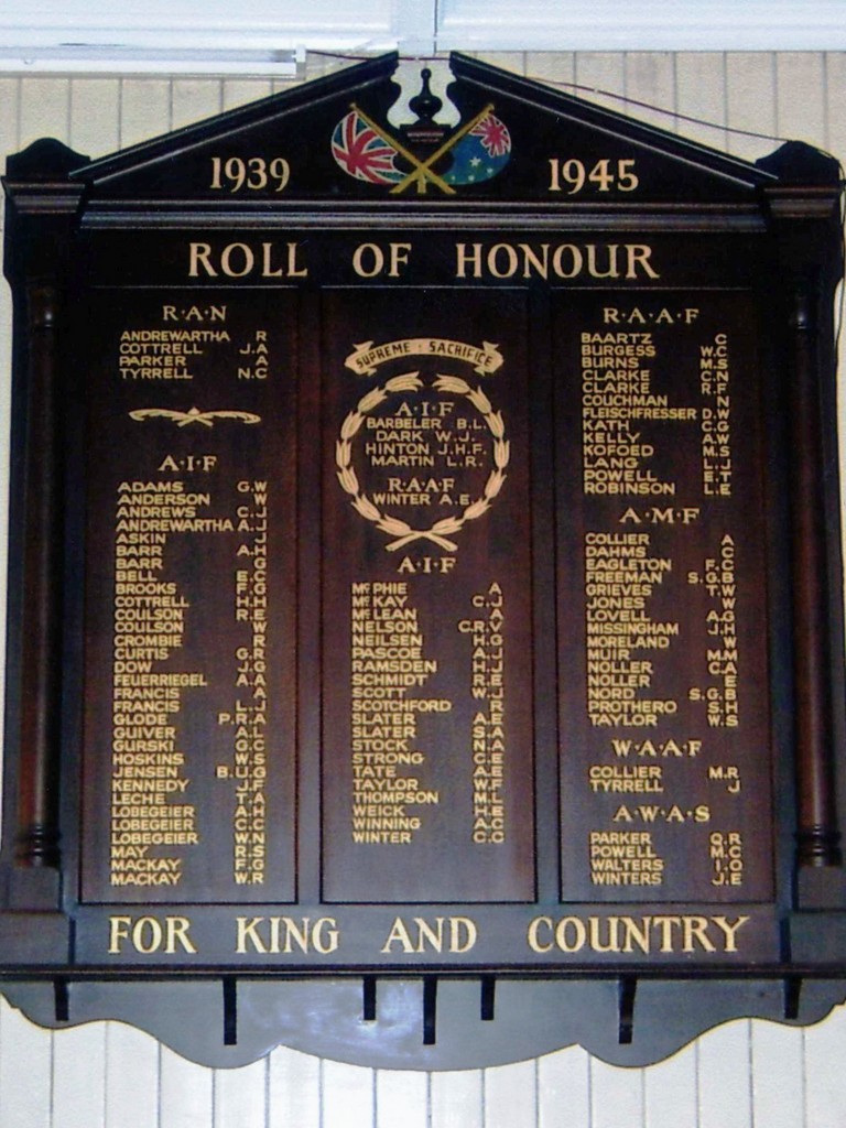 Kumbia School of Arts WWII Honour Board