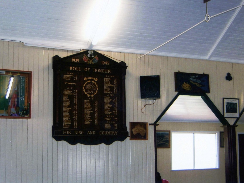 Kumbia School of Arts WWII Honour Board - setting