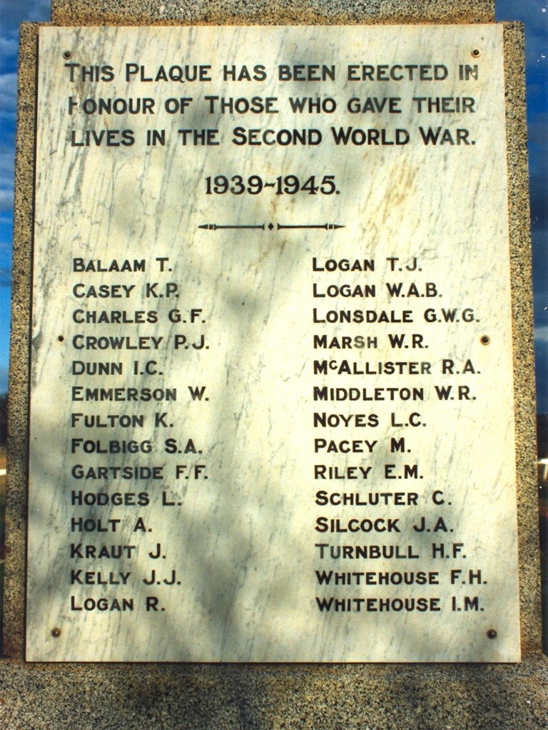 Laidley War Memorial - WW2 Roll of Honour