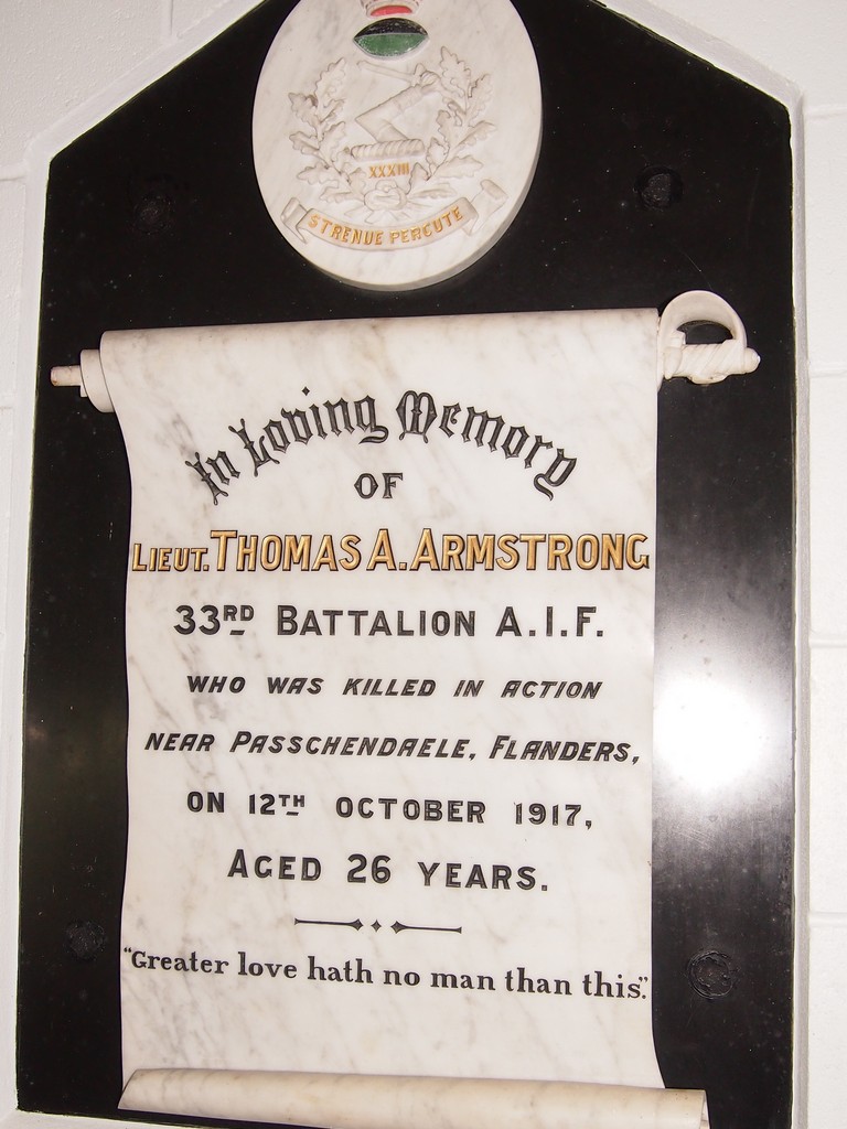 Liet. Thomas A. Armstrong Honour Board