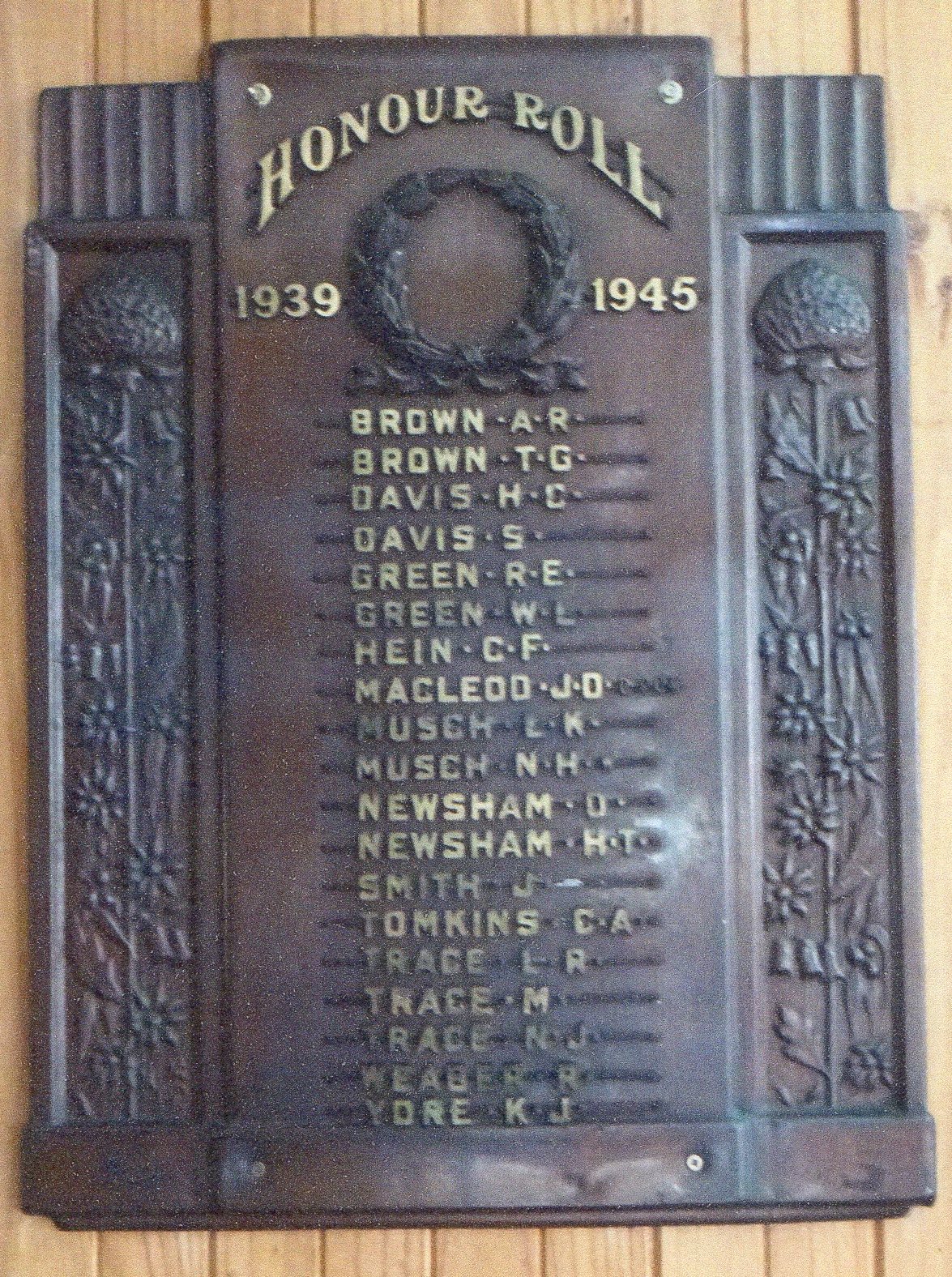 Honour Roll, Second World War