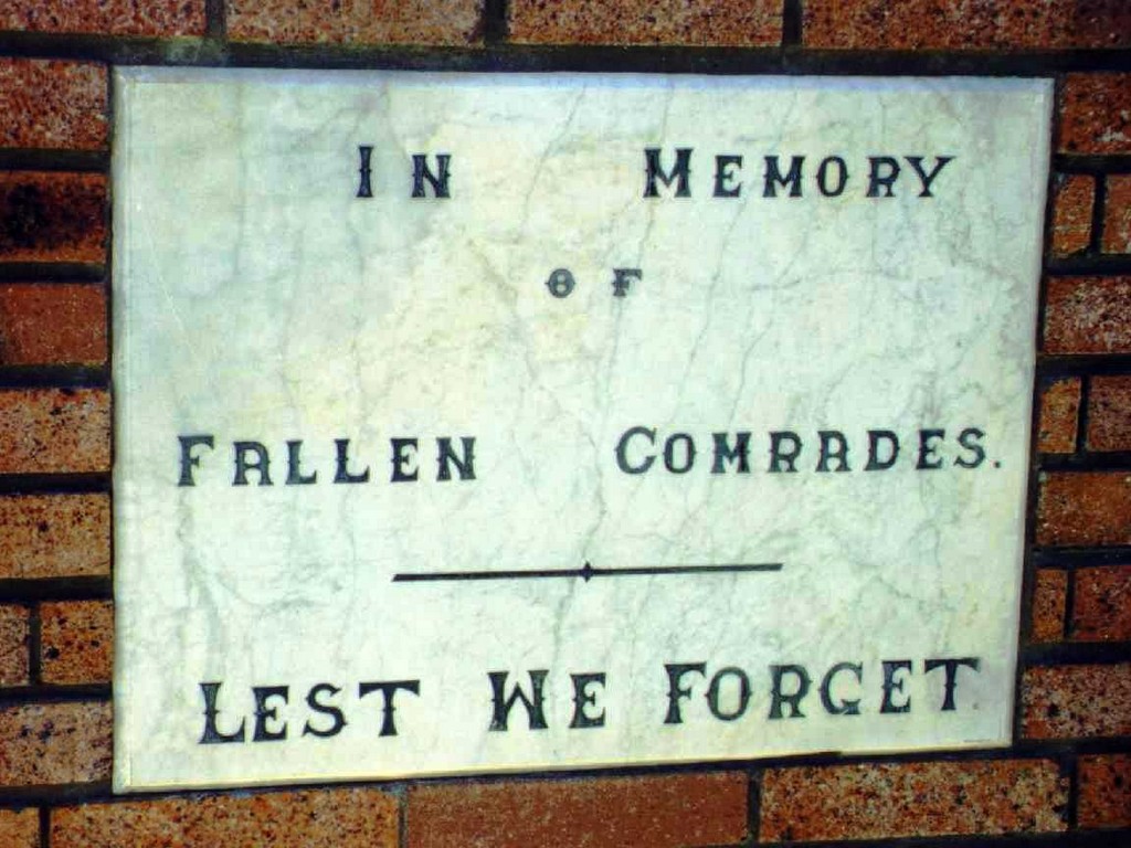 Lowood War Memorial - Plaque (Back)