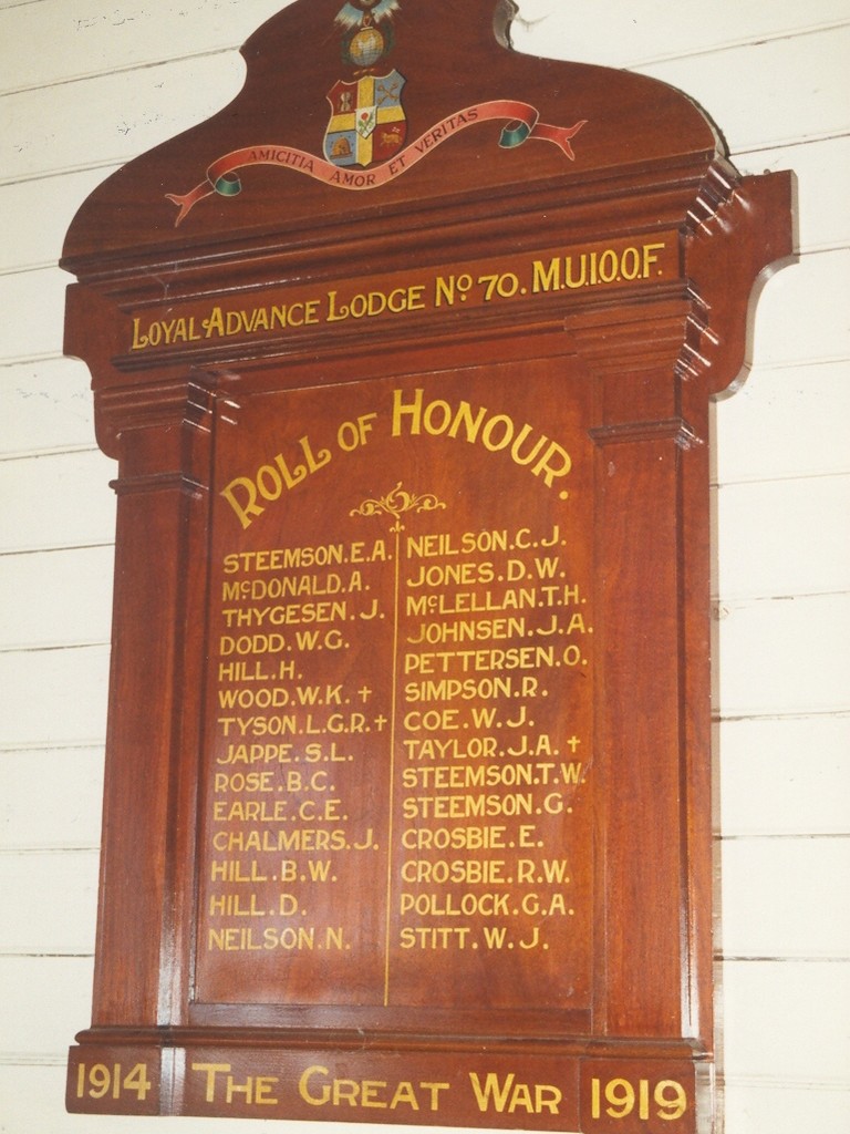 Loyal Advance Lodge No70 M.U.I.O.O.F. Honour Board