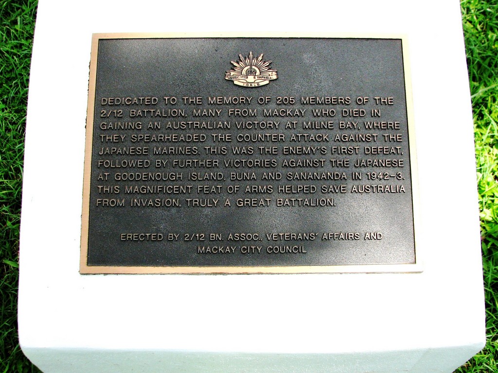 Mackay 2/12th Battalion Memorial - Plaque