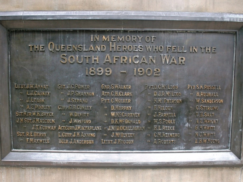 Anzac Square Boer War Memorial - Plaque