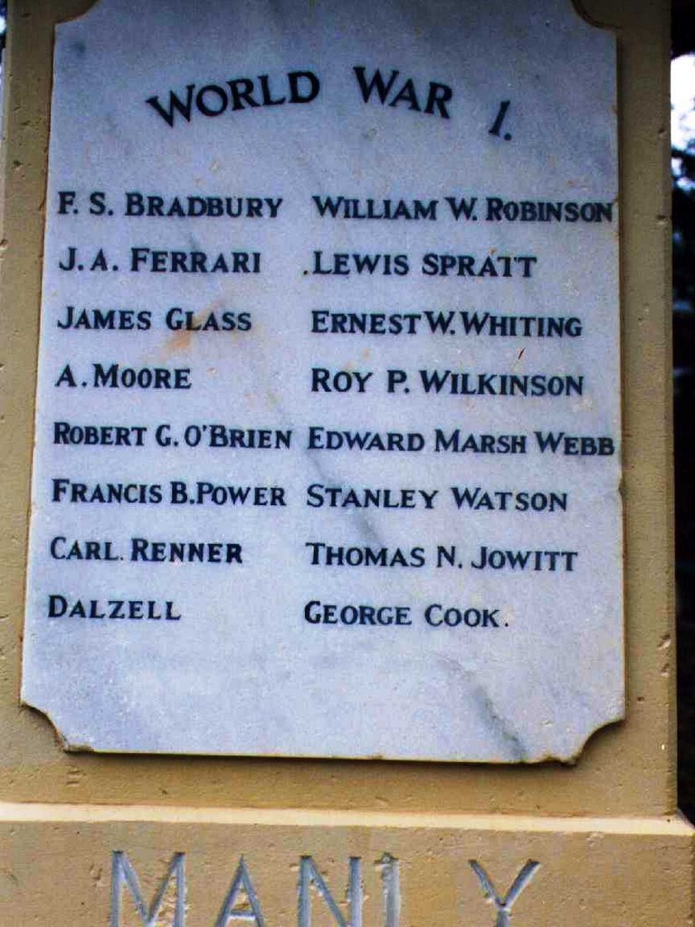 Manly War Memorial - Roll of Honour