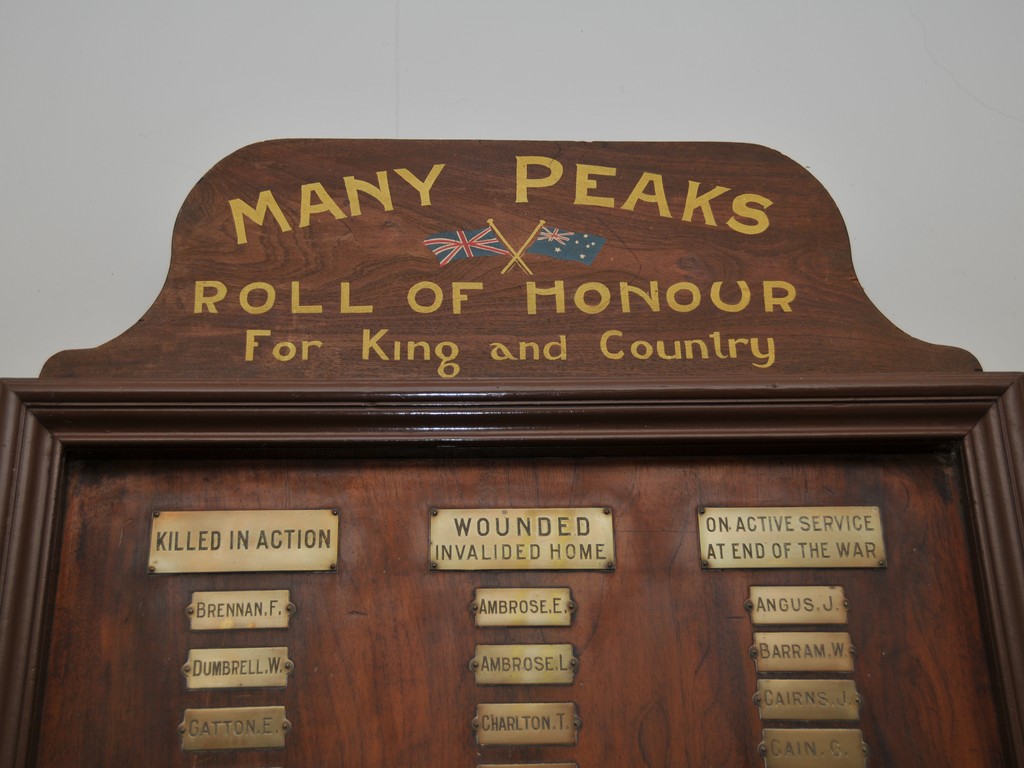 Top of the Roll of Honour with its column headings.