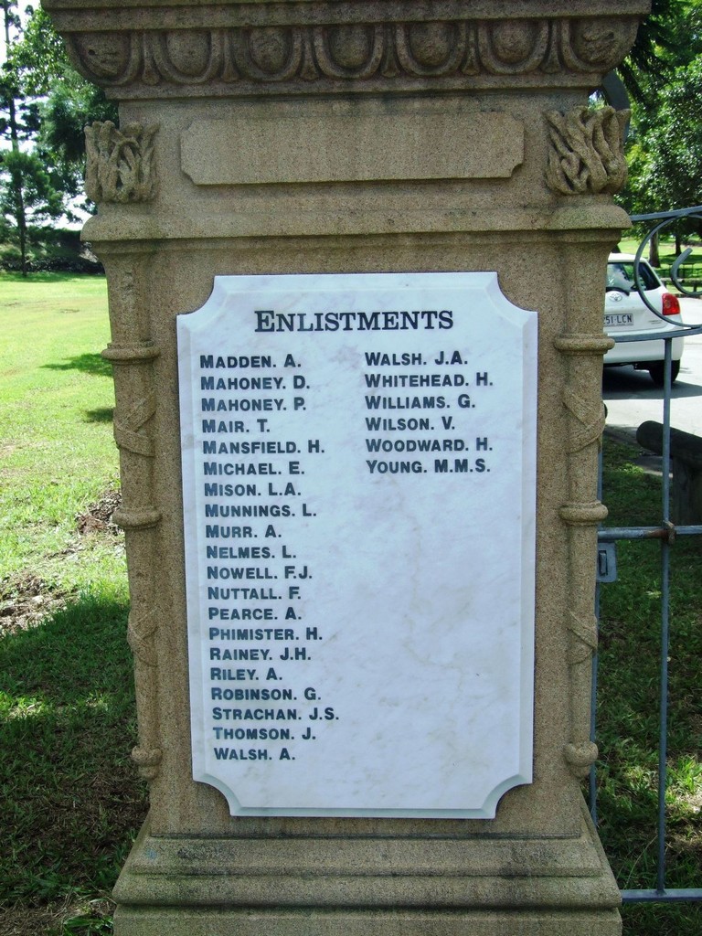 Marchant Park War Memorial Gates - Enlistments