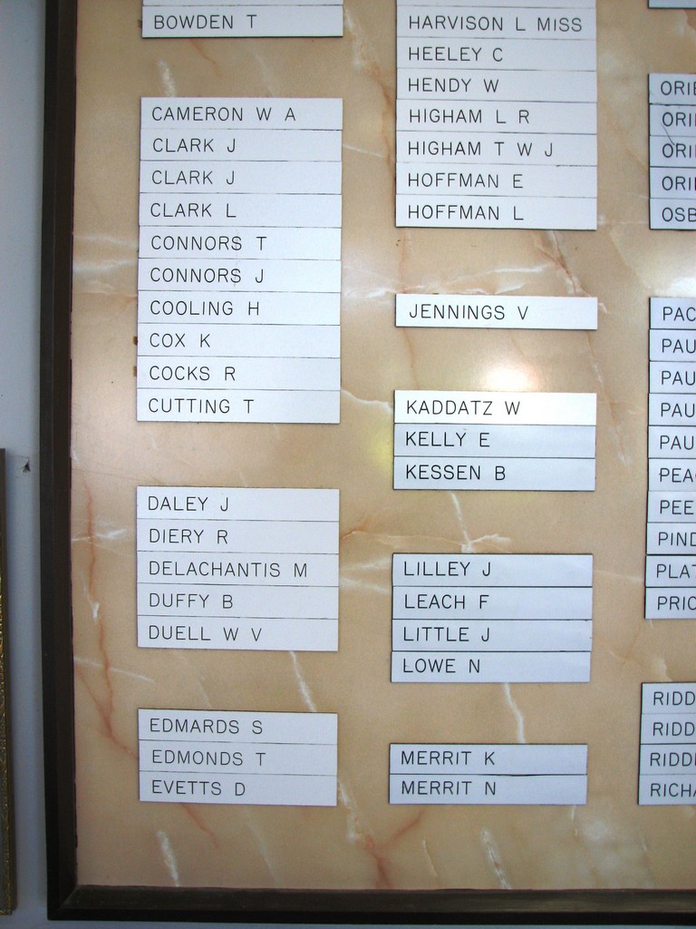 Marian Roll of Honour 1939–1945 - Names detail
