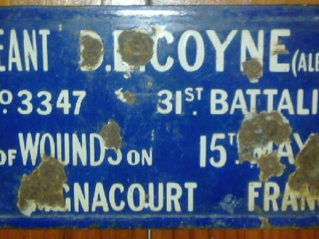 Plaque for Sergeant D. Coyne