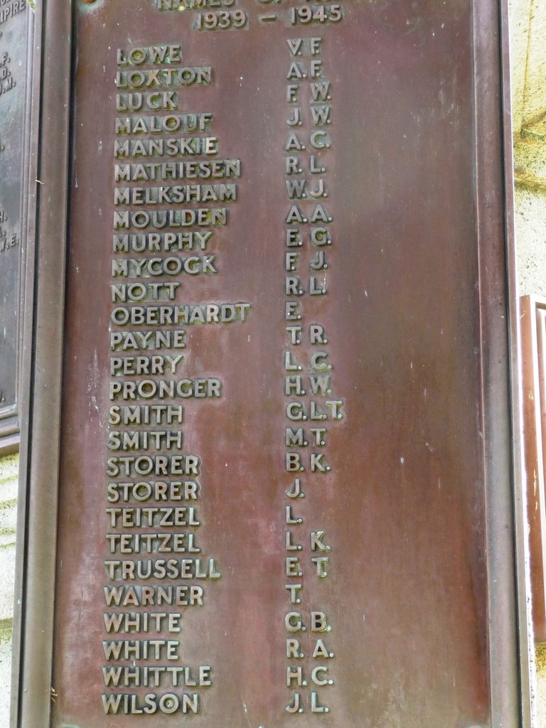 Maryborough (QLD) War Memorial WWII Names of Fallen