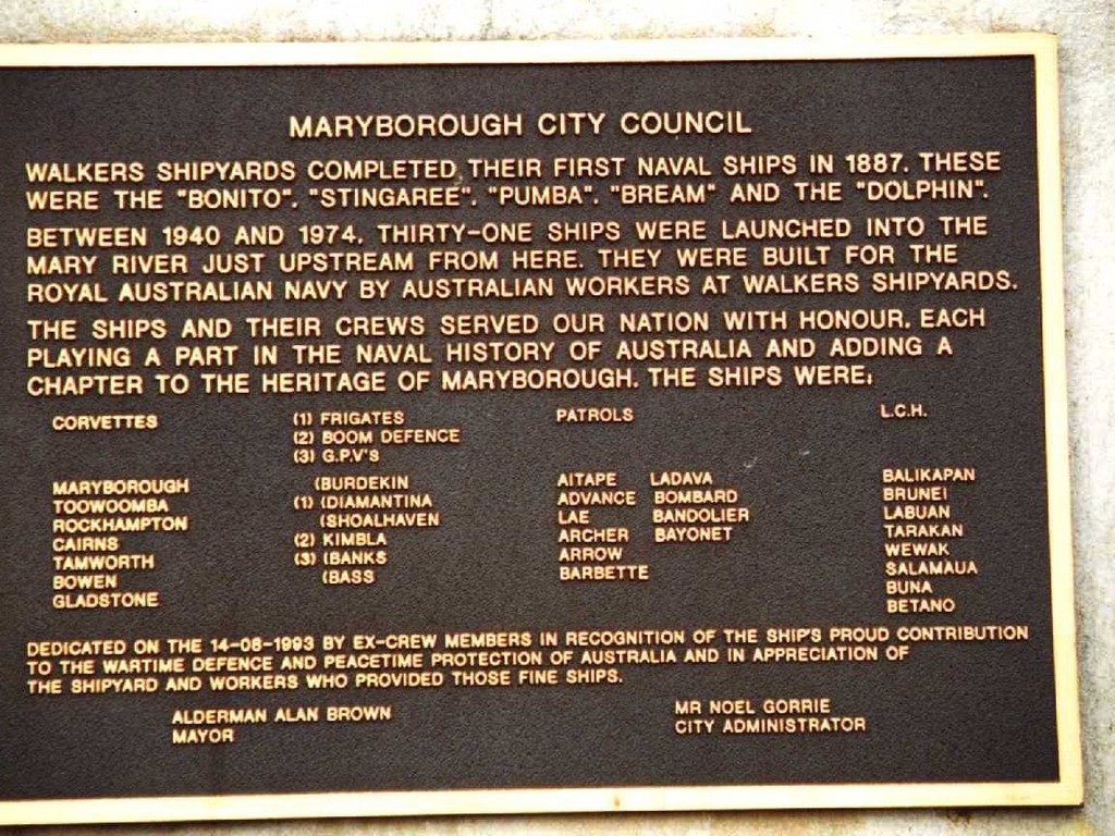 Maryborough Walkers Shipyards Memorial - Plaque (Maryborough City Council)