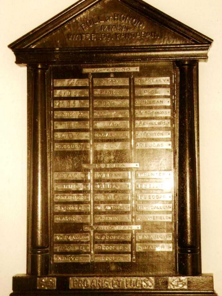 Miara Waterloo and Yandaran Honour Board