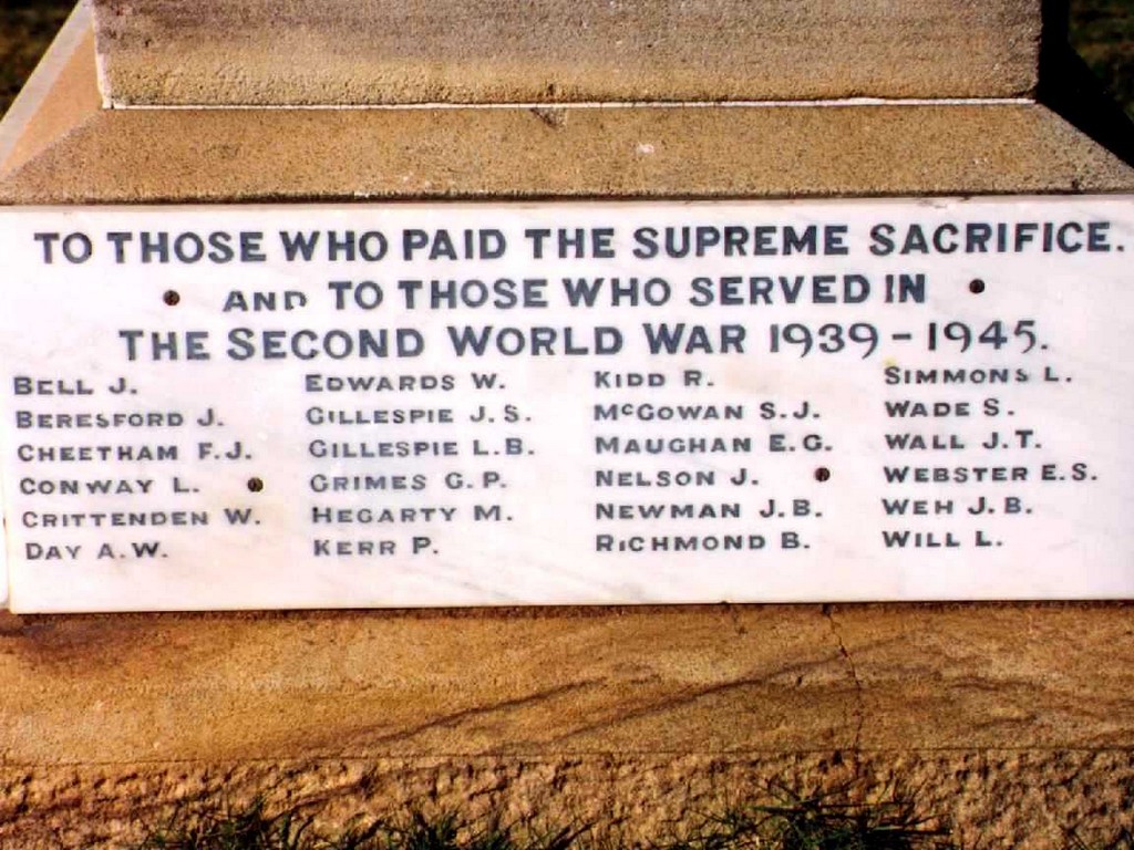 Millmerran War Memorial - Honour Roll